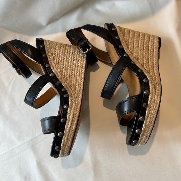 Coach Darcy Semi-Matte Calf Espadrille Wedge Sandal Women's size 9.5 - Picture 4 of 7